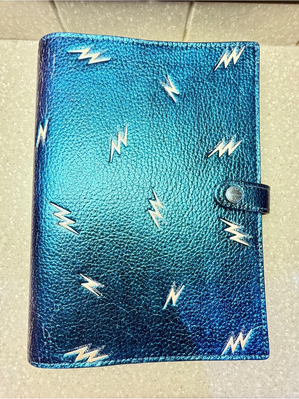 Coach Metallic Blue Lightning Snap Folio Case